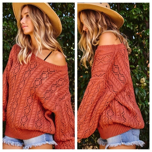 #13 Beautiful chic Long cuff Solid Cable Sweater - Picture 4 of 5